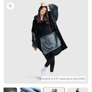 Cozy Oversized Black and Gray Hoodie Blanket